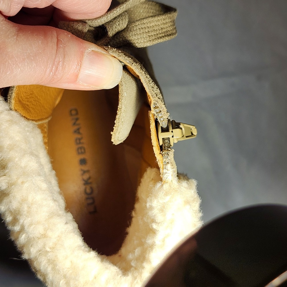 Lucky Brand Womens Jacenia Suede Boots Side Zip Shearling (greenish) Size 6.5 M - Picture 8 of 11